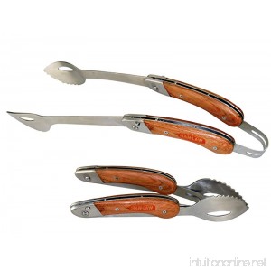 Man Law BBQ Products MAN-FT1-T Open Stock Folding Tongs One Size Stainless Steel and Rosewood - B00AJJ0AU2
